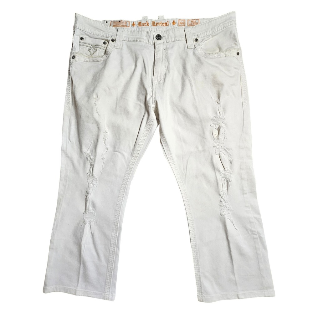 Rock Revival Nick Alt Straight Distressed Ripped Jeans 44/27 Edgy Streetwear